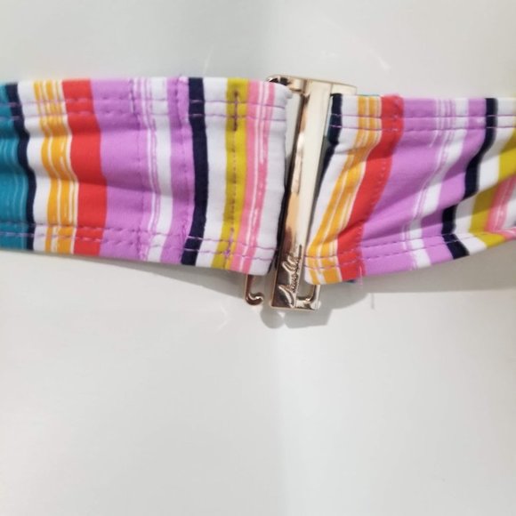 Anne Cole Painted Stripe Banded Halter Bikini Top - Picture 5 of 11